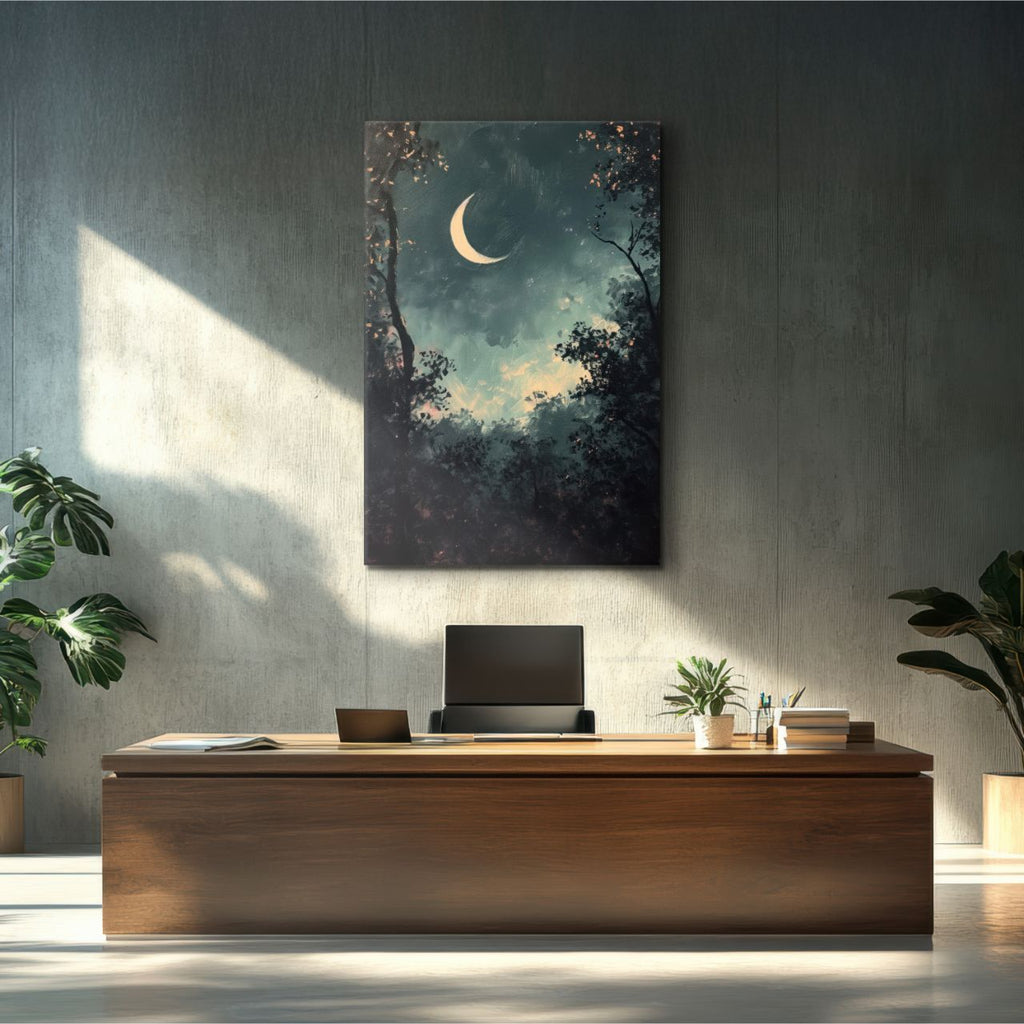 Crescent Moon Forest Night