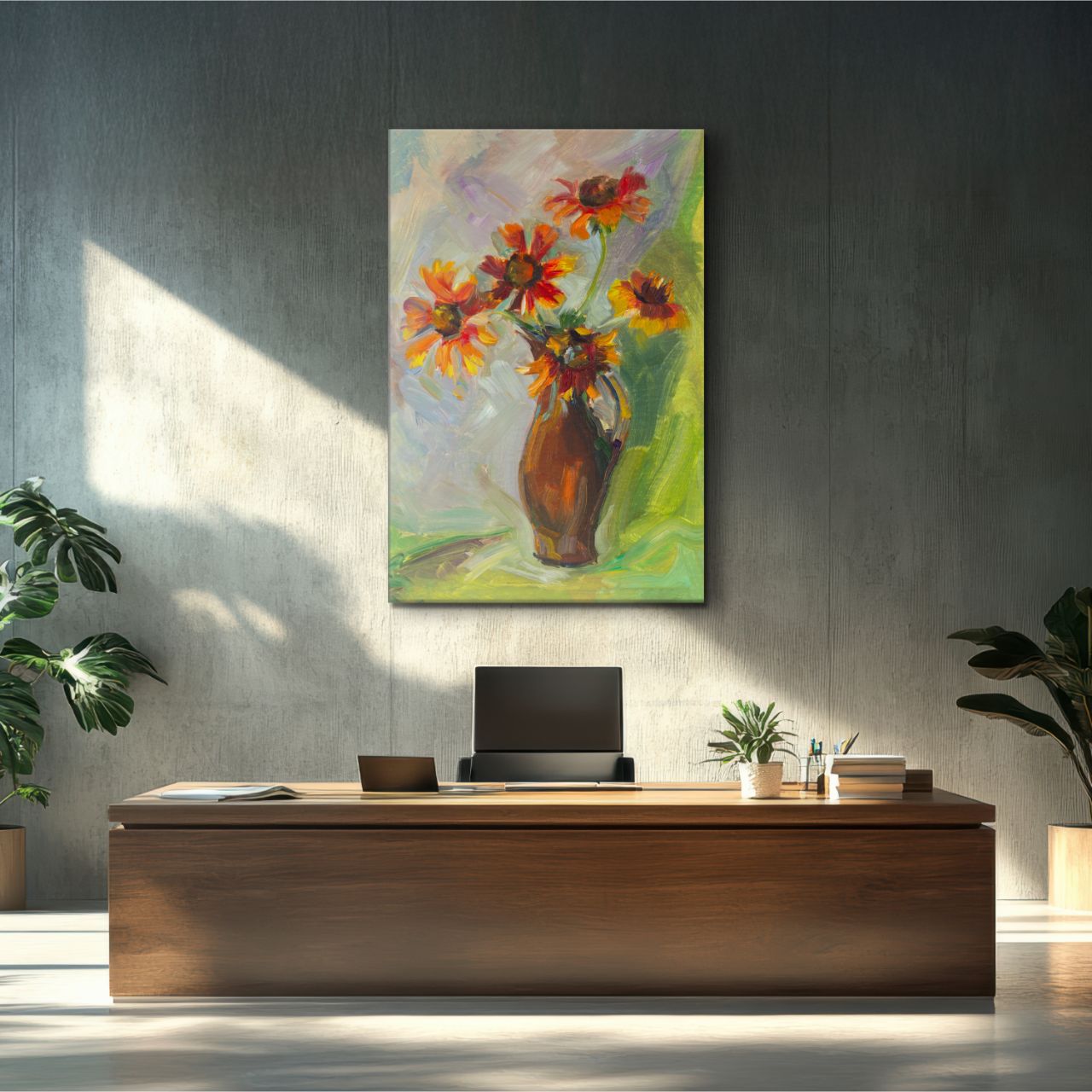 Autumn Blooms in Rustic Pitcher