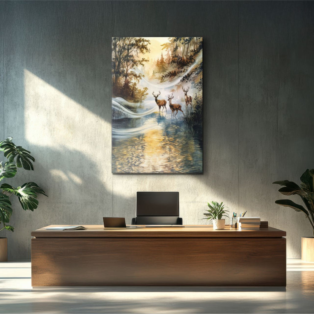 Majestic Deer in Autumn Stream