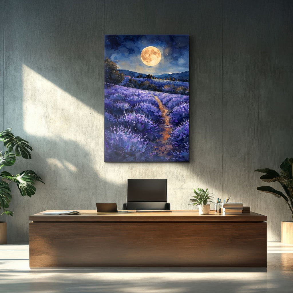 Moonlit Lavender Field