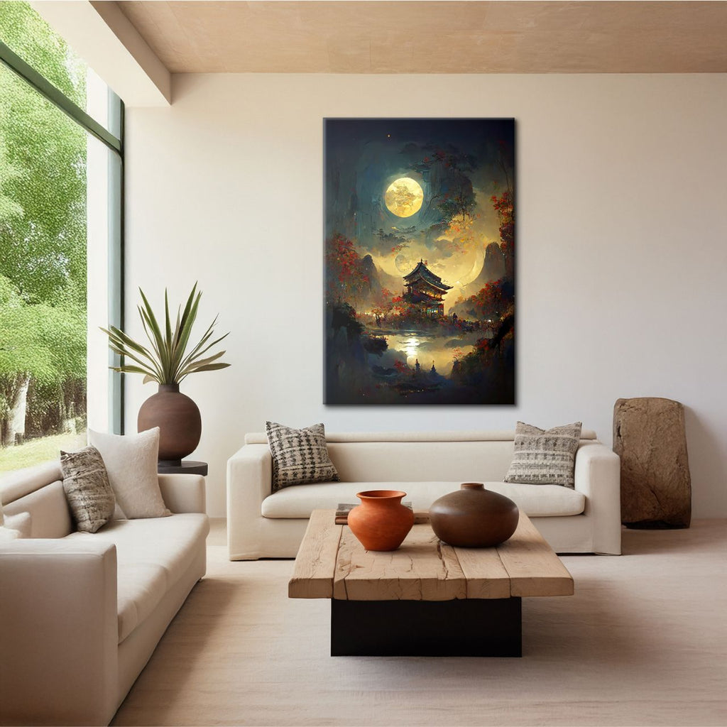 Moonlit Pagoda in Autumn