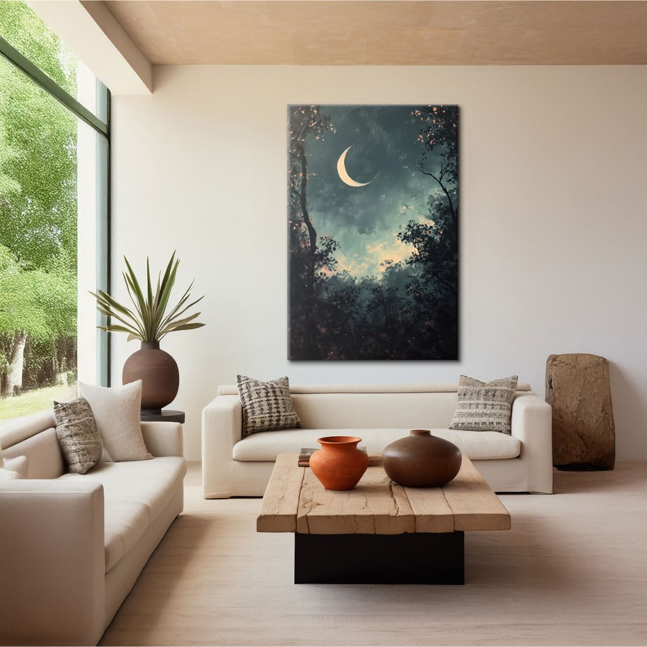 Crescent Moon Forest Night