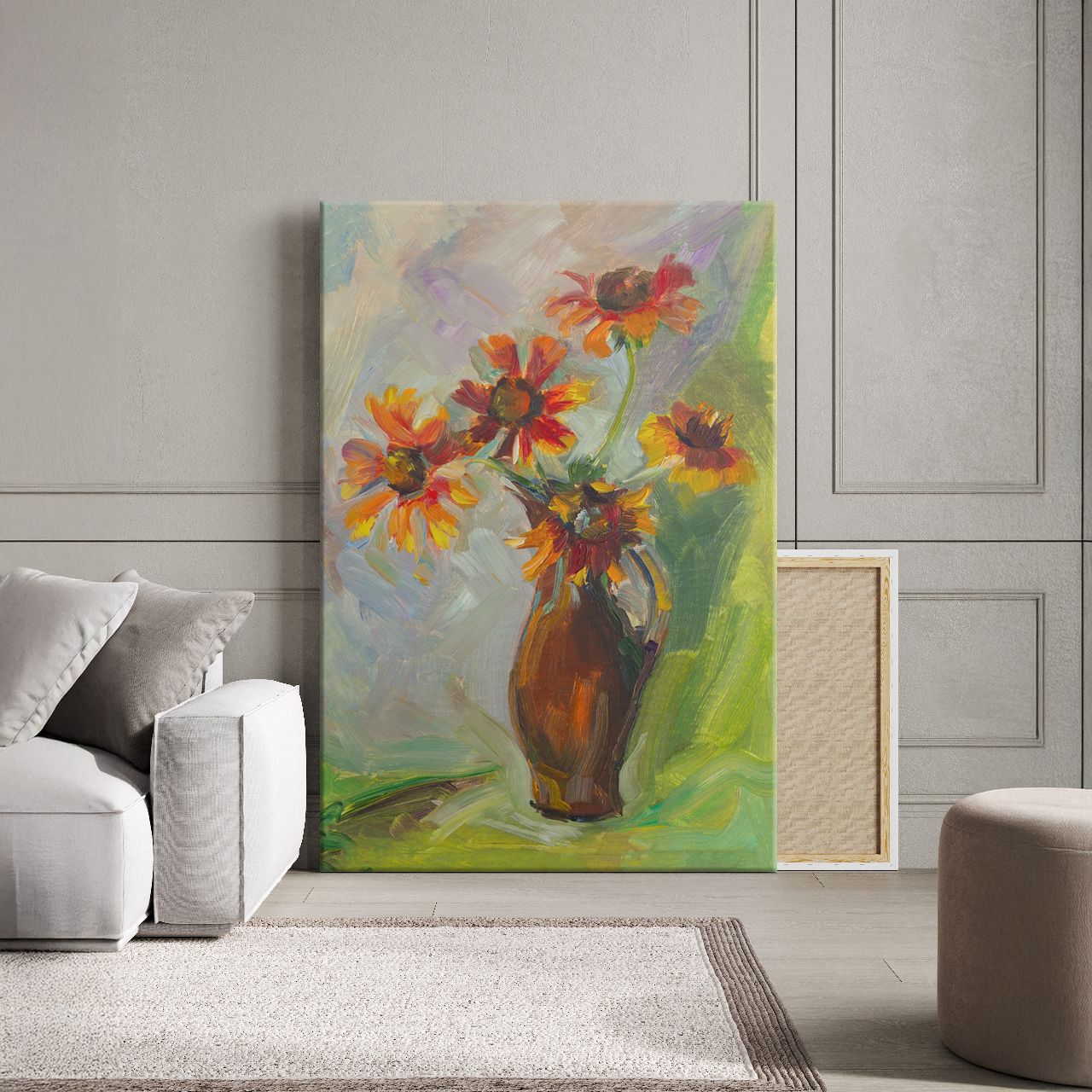 Autumn Blooms in Rustic Pitcher