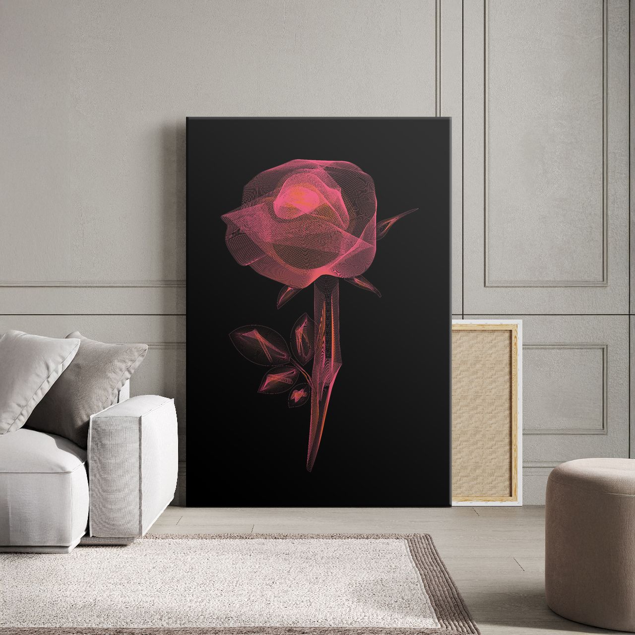 Radiant Wireframe Rose - 3