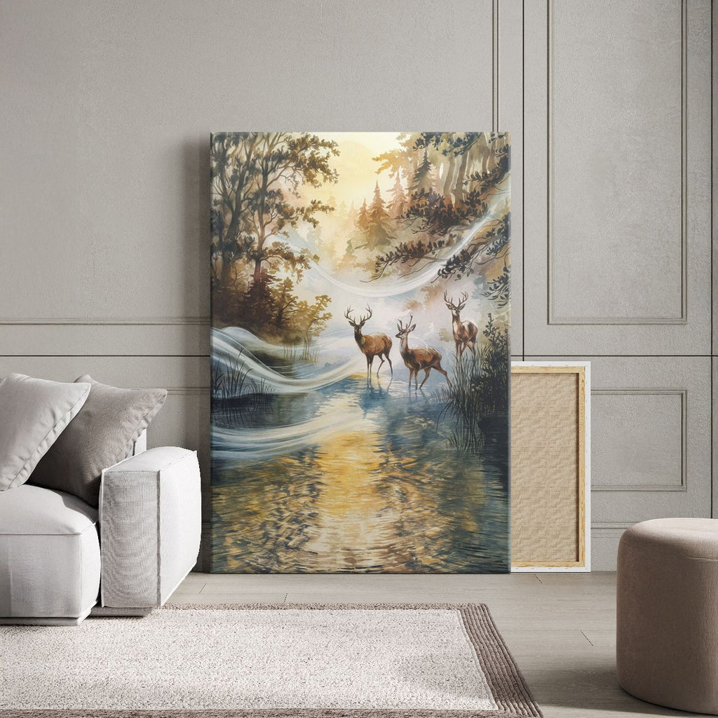 Majestic Deer in Autumn Stream