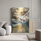 Majestic Deer in Autumn Stream