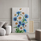 Embroidered Daisy & Cornflower Bouquet