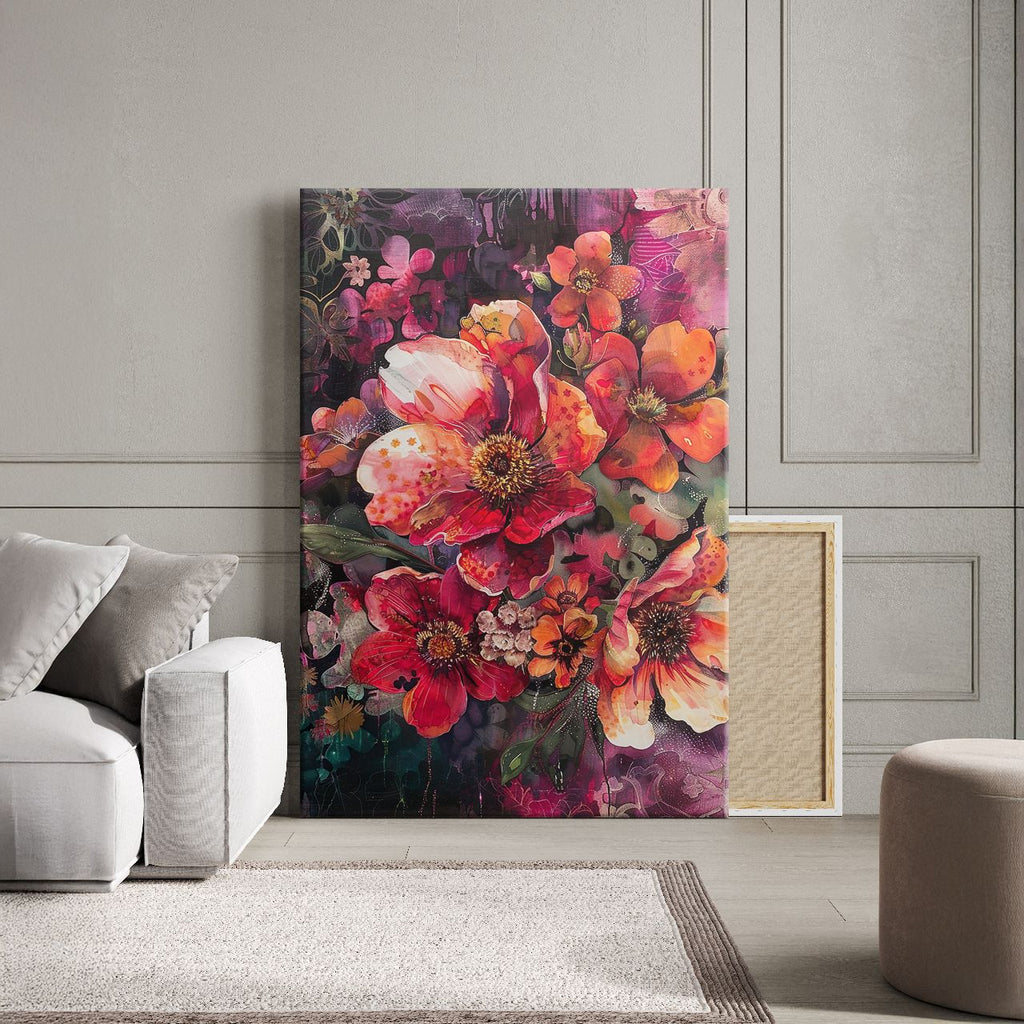 Crimson & Gold Floral Symphony