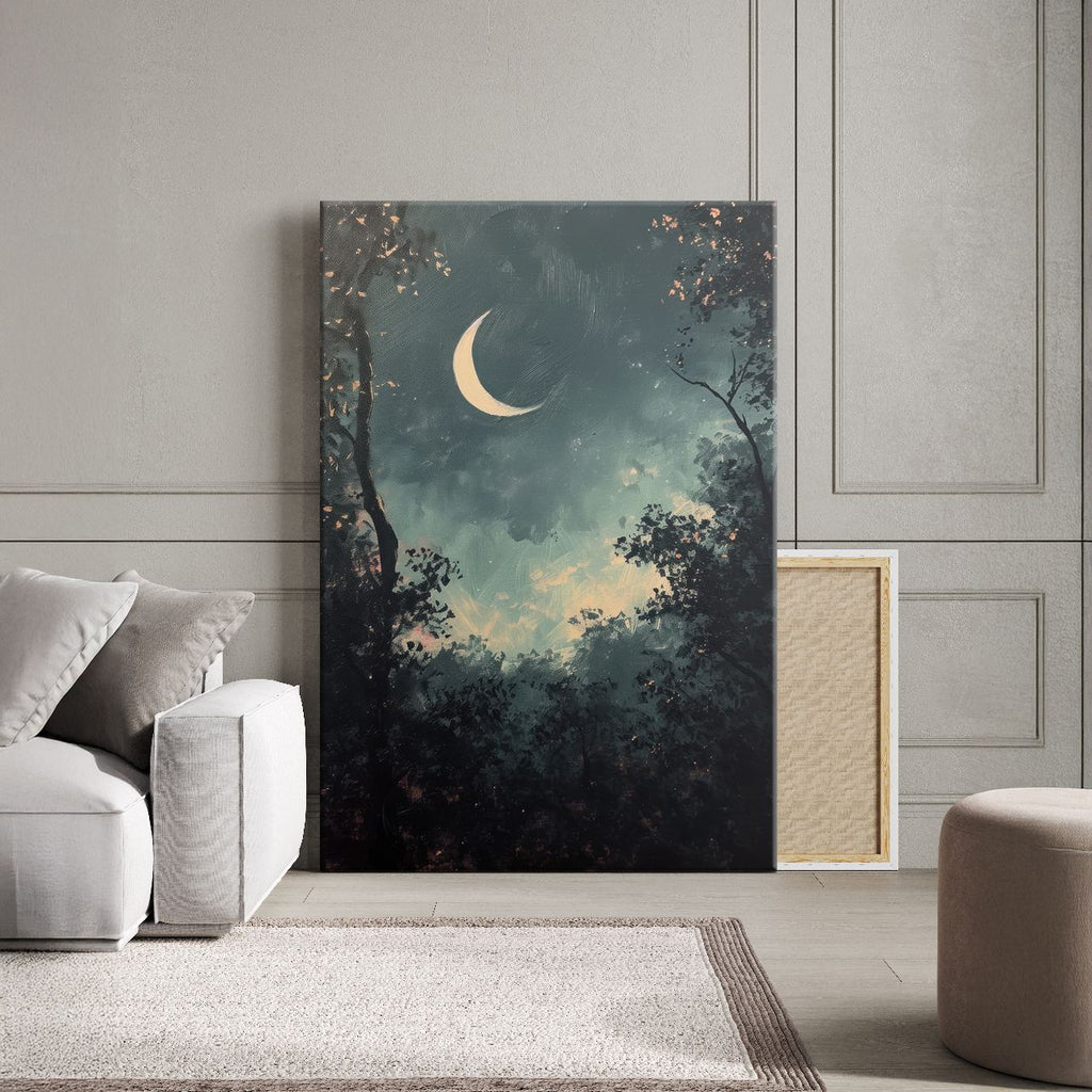 Crescent Moon Forest Night