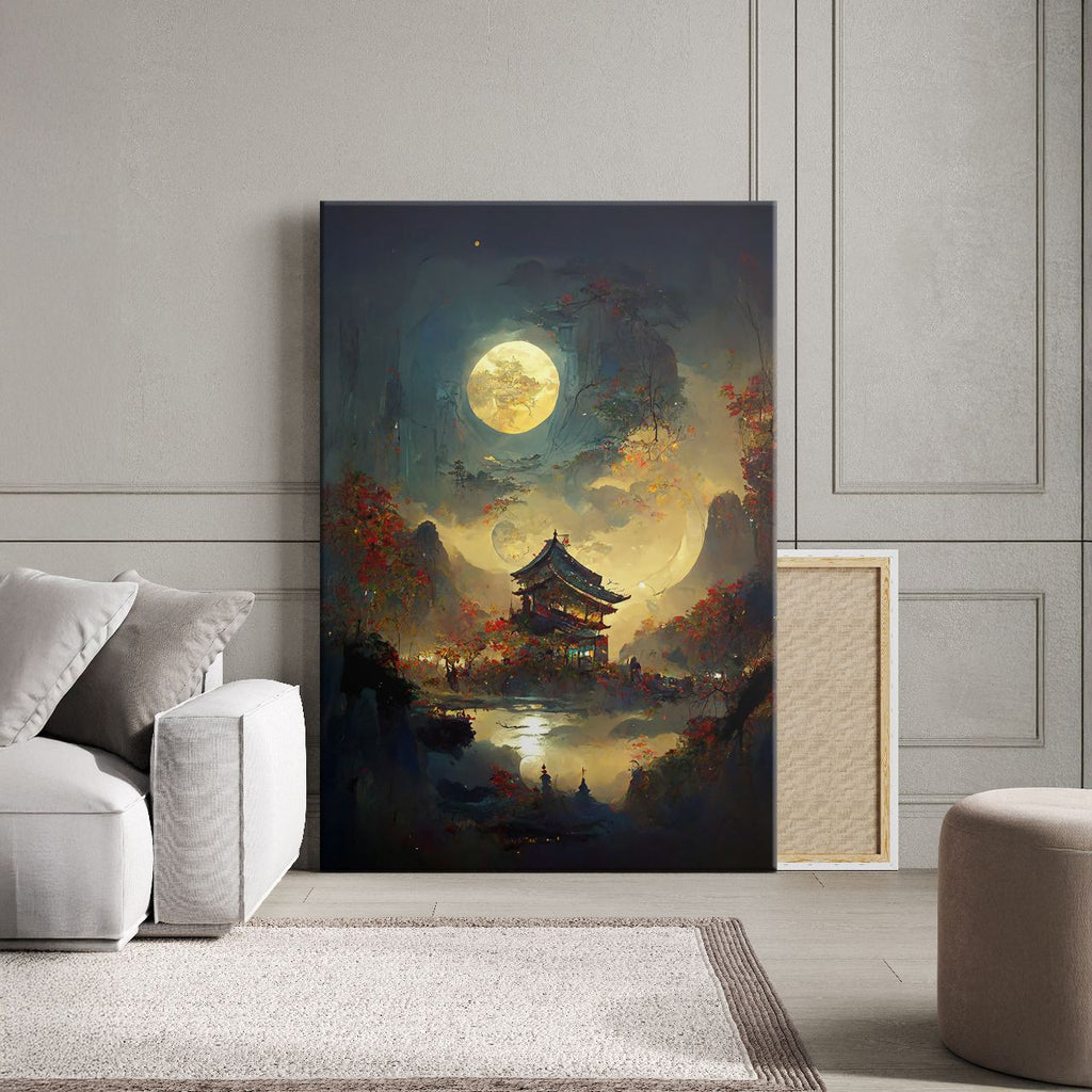 Moonlit Pagoda in Autumn