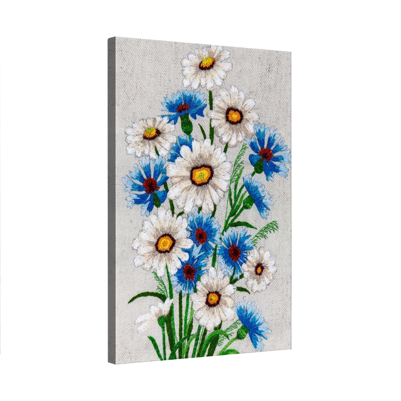 Embroidered Daisy & Cornflower Bouquet
