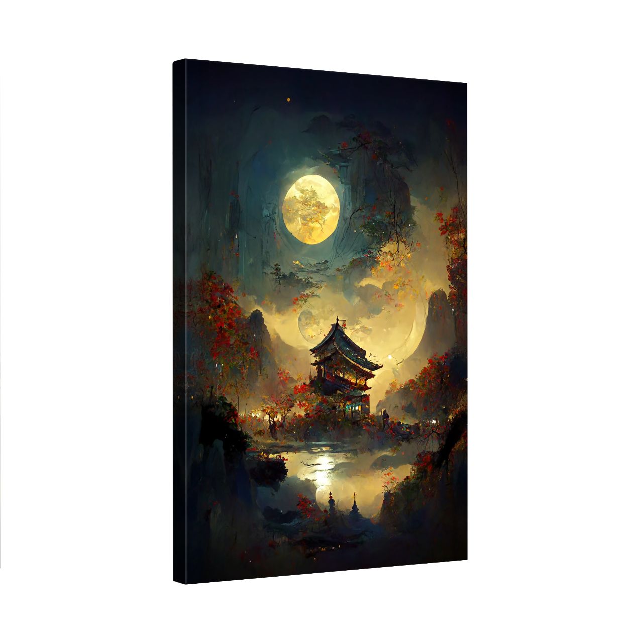 Moonlit Pagoda in Autumn
