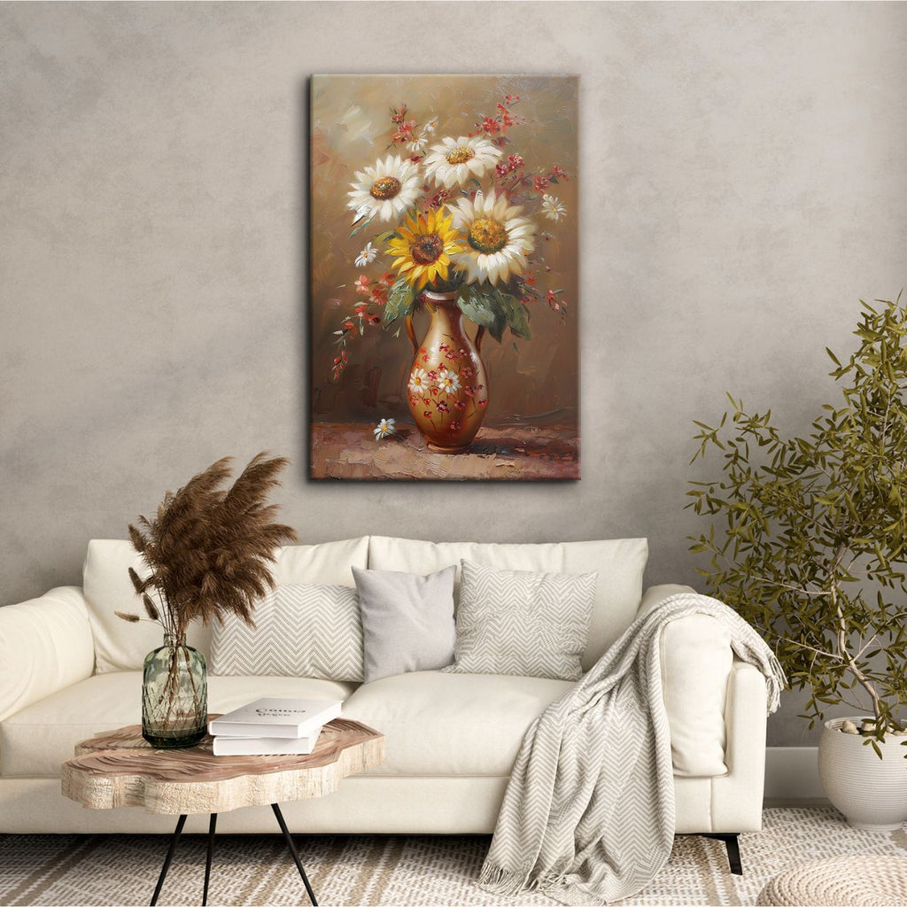 Vintage Sunflower & Daisy Bouquet