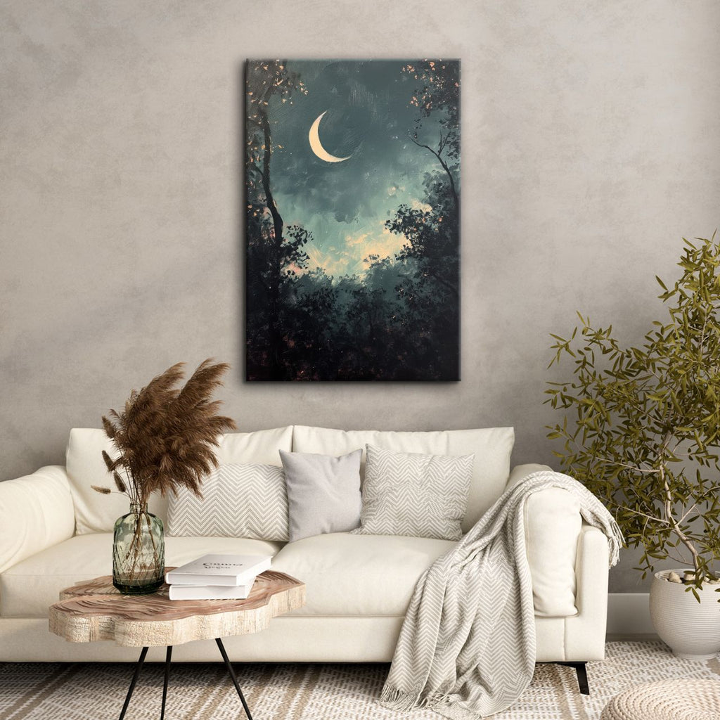 Crescent Moon Forest Night