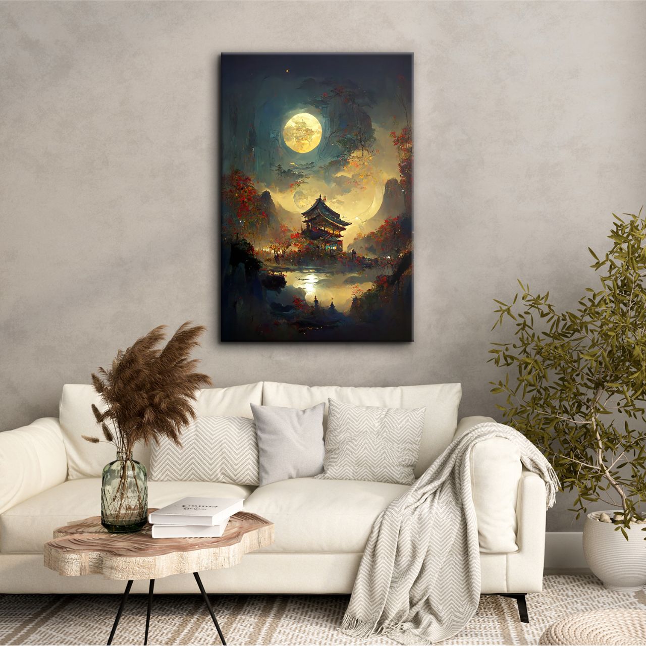 Moonlit Pagoda in Autumn