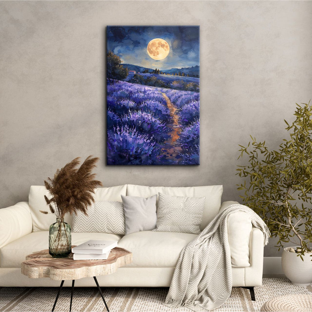 Moonlit Lavender Field