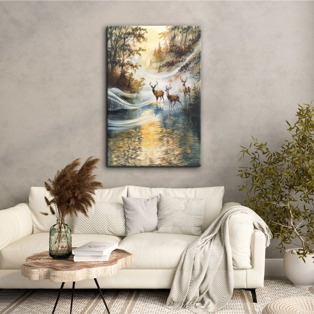 Majestic Deer in Autumn Stream