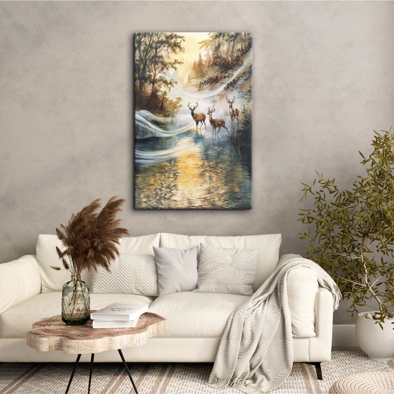 Majestic Deer in Autumn Stream