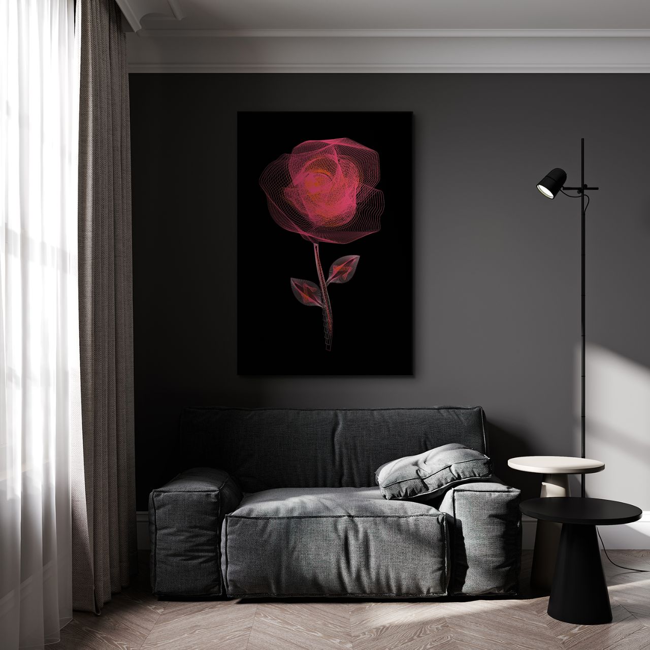 Radiant Wireframe Rose - 2