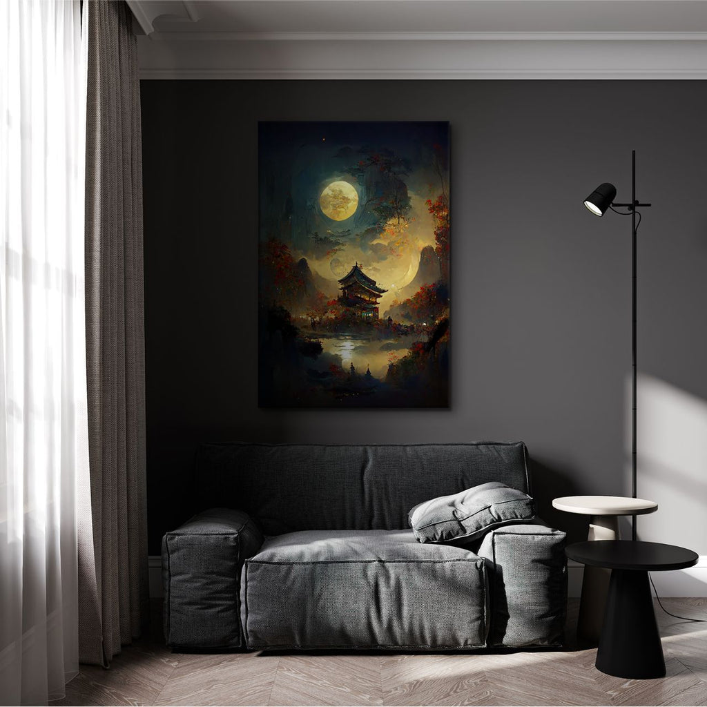 Moonlit Pagoda in Autumn