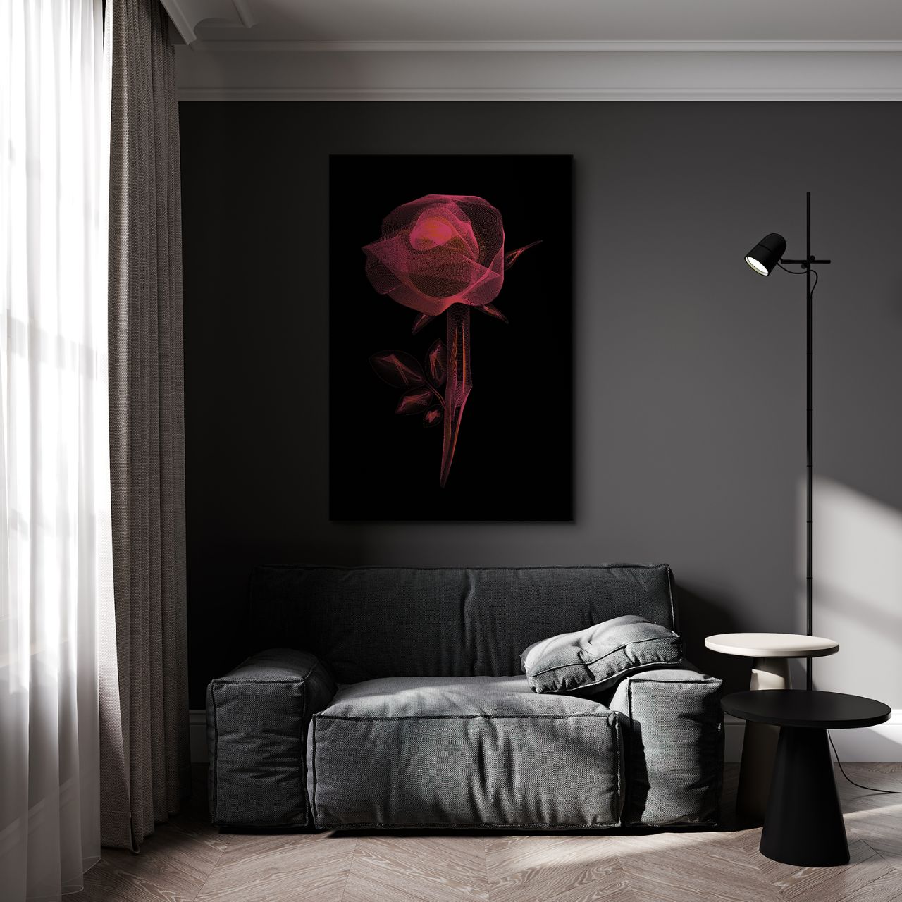 Radiant Wireframe Rose - 3