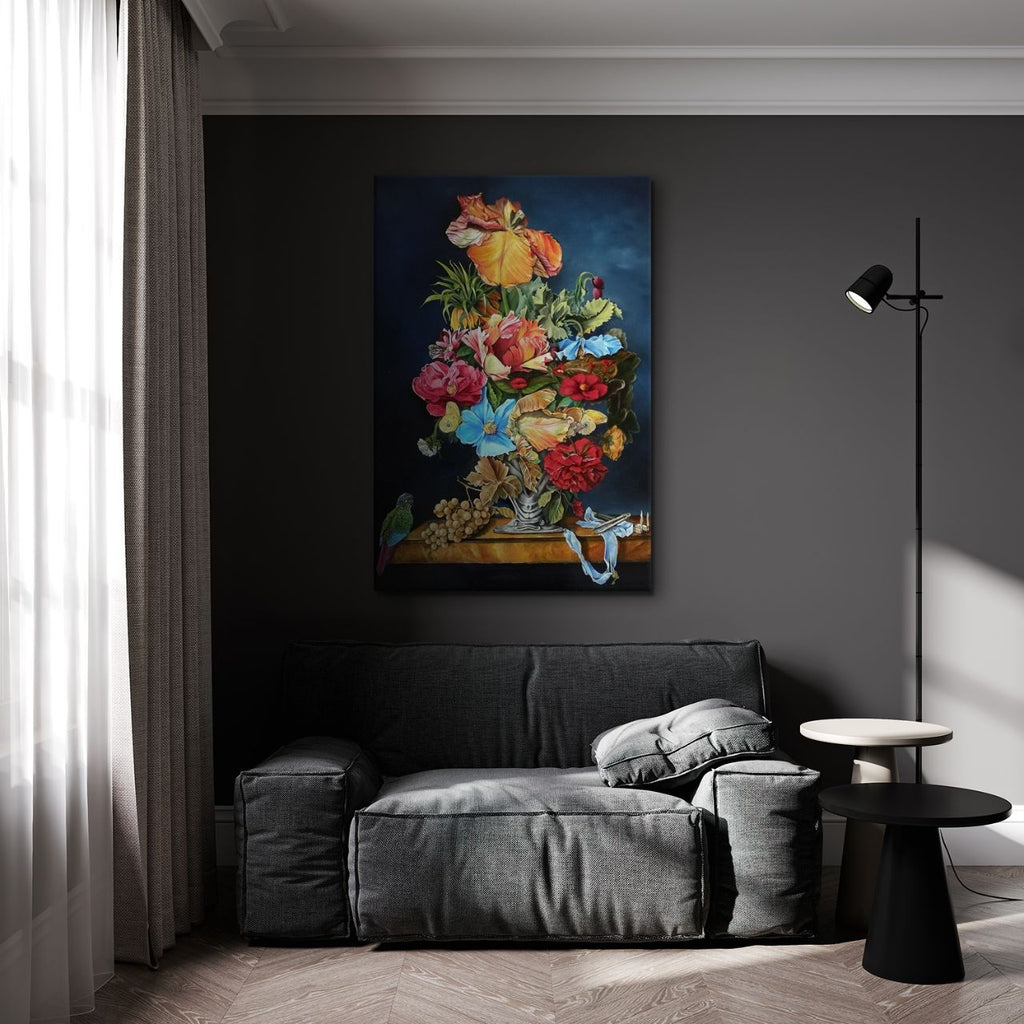 Baroque Floral Still Life with Parrot