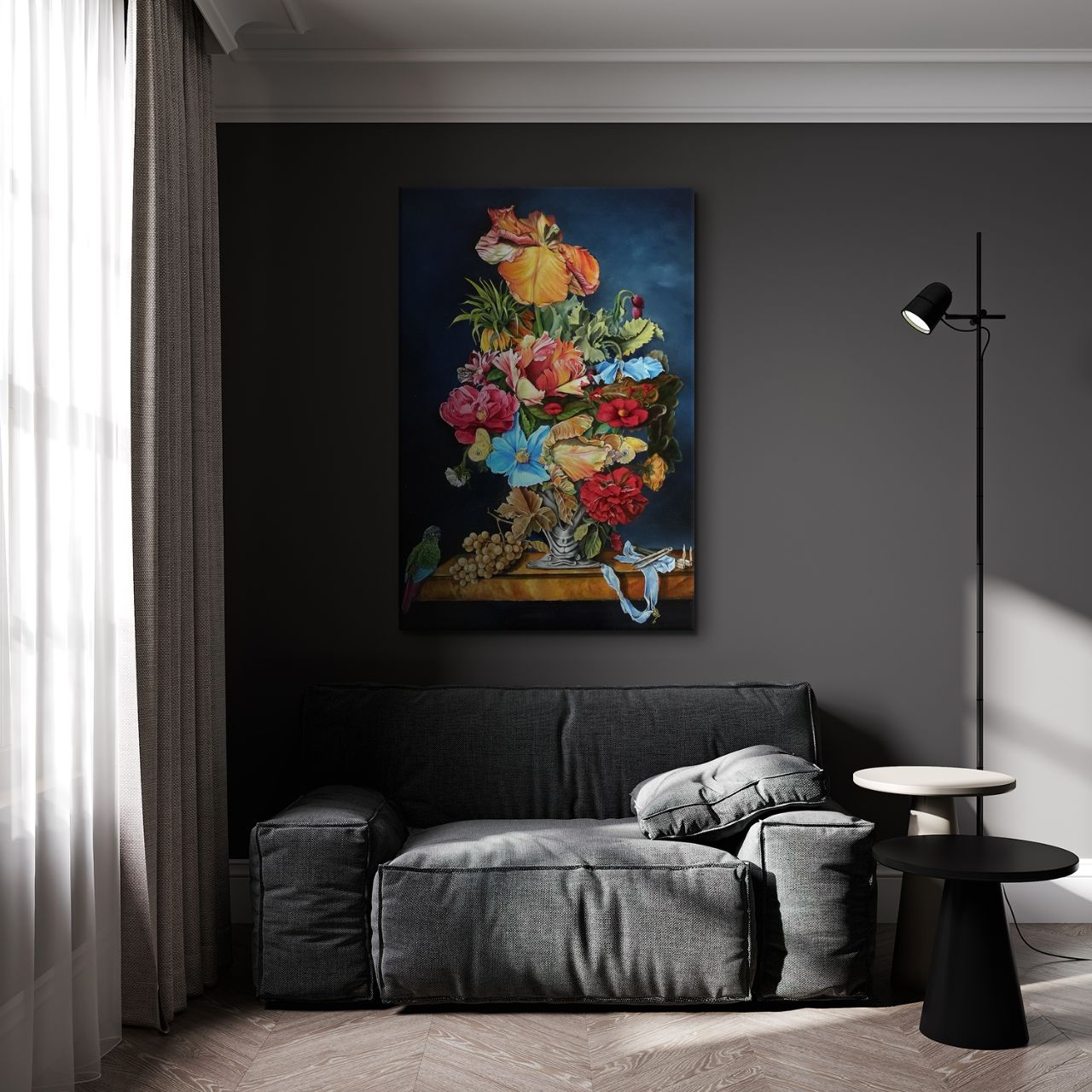 Baroque Floral Still Life with Parrot