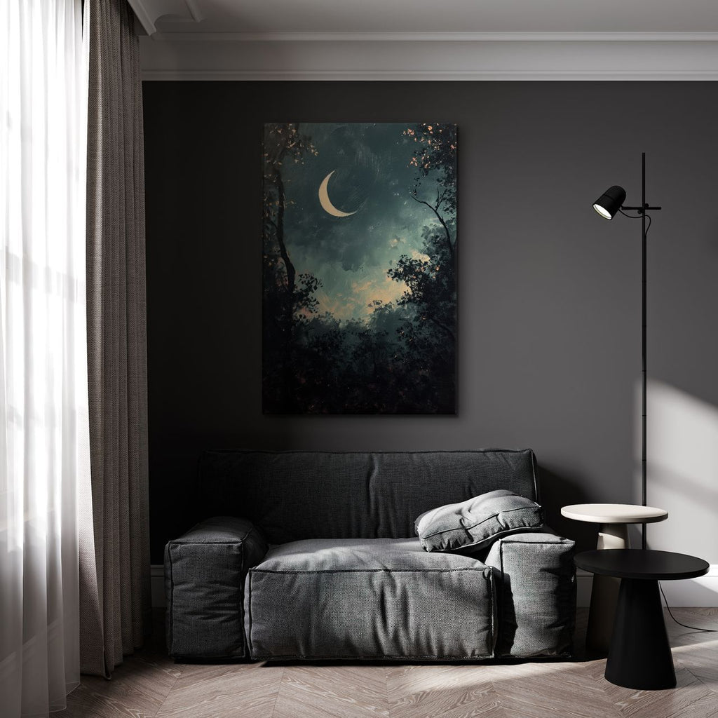 Crescent Moon Forest Night