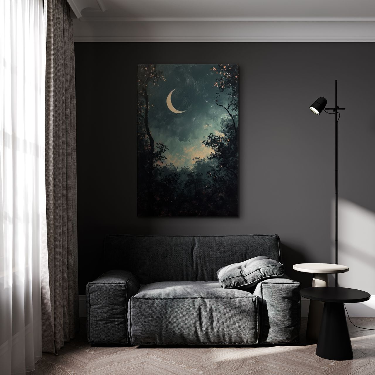 Crescent Moon Forest Night