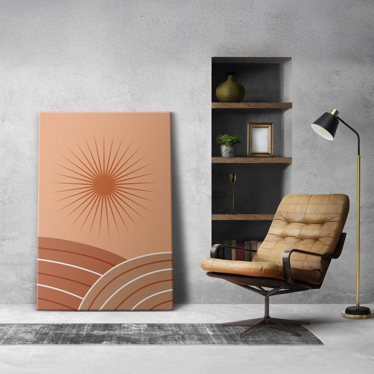 Terracotta Sunburst Abstract - 2