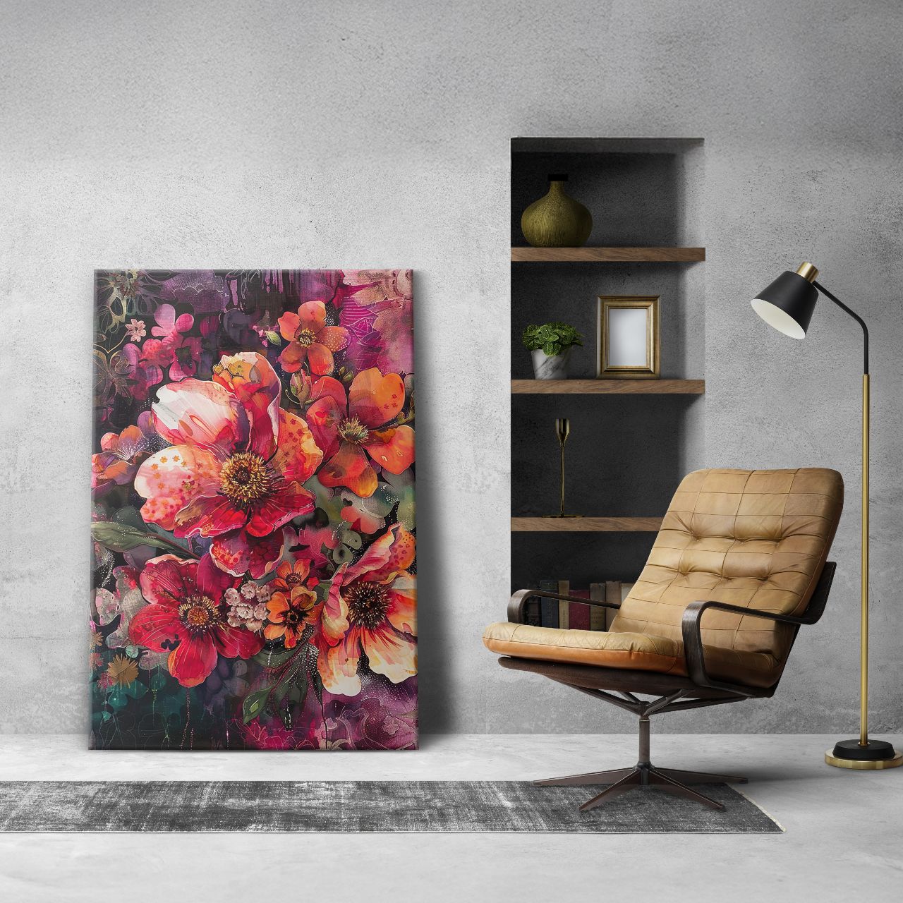 Crimson & Gold Floral Symphony