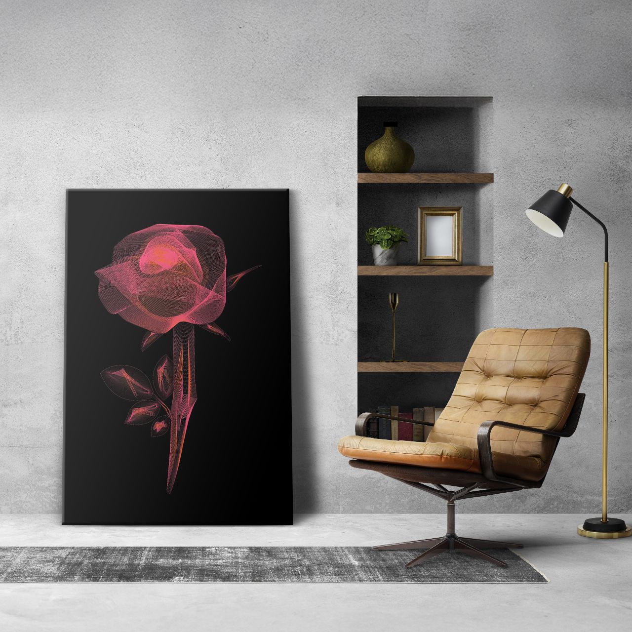 Radiant Wireframe Rose - 3