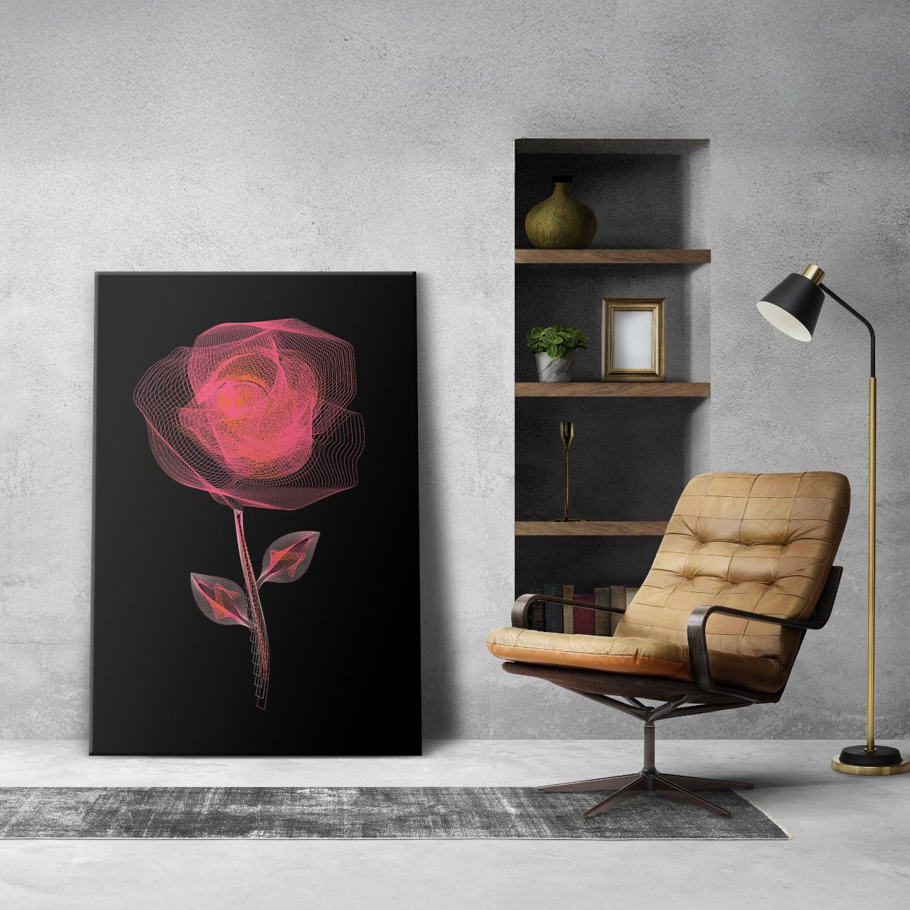 Radiant Wireframe Rose - 2