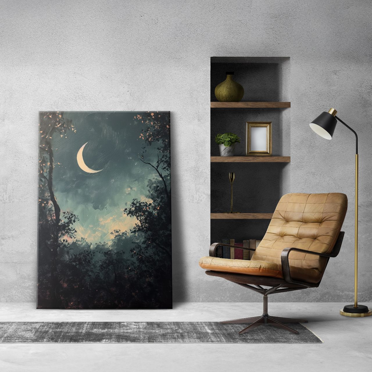 Crescent Moon Forest Night