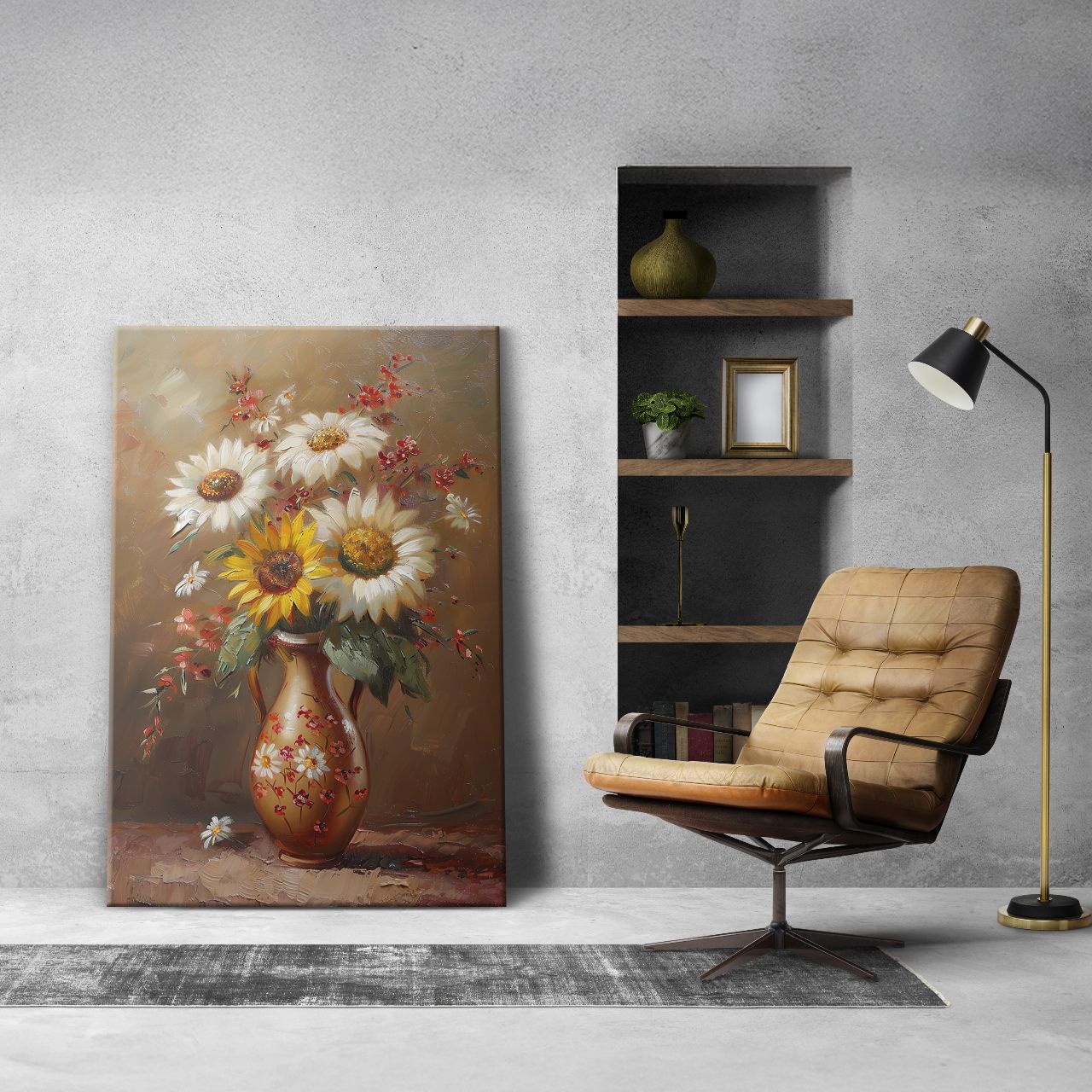 Vintage Sunflower & Daisy Bouquet